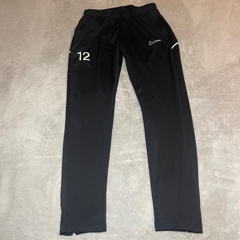 Nike Dri-Fit Sweatpants Mens Medium Black Soccer Training Number 12 Ankle Zip